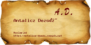 Antalicz Dezső névjegykártya